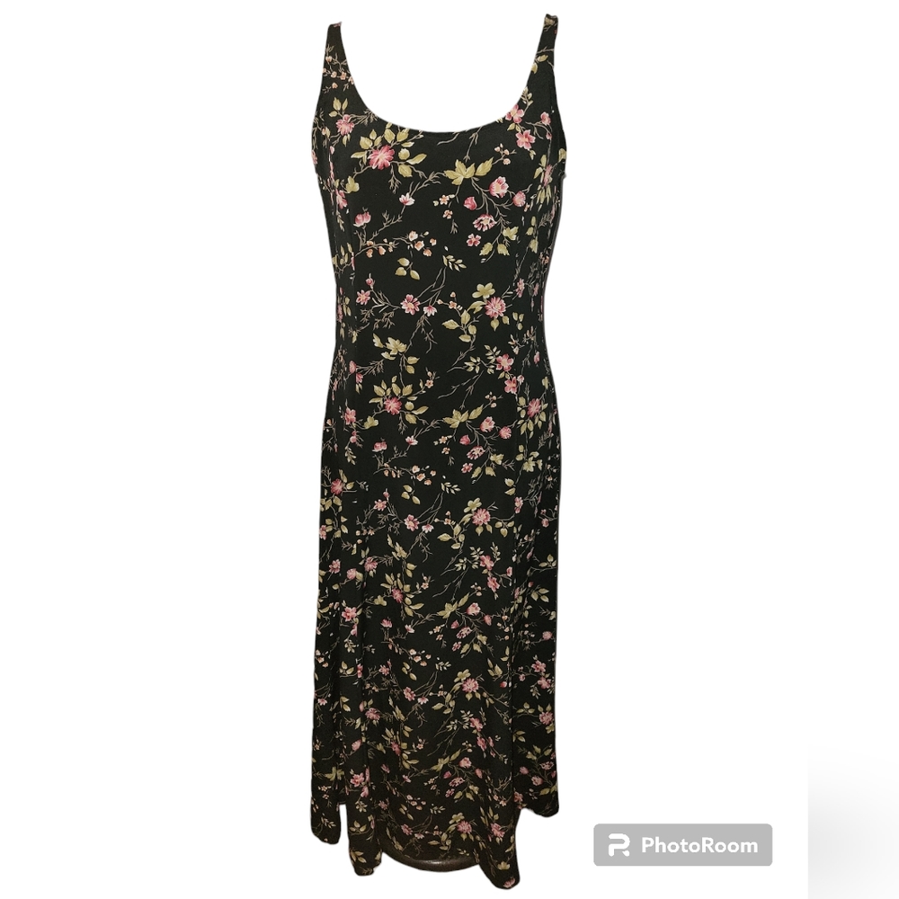VTG Vintage Syko Floral Tank Zipper Back Dress sz 7 9